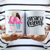 Beste Freundinnen Pink- Personalisierte Tasse (2 Personen)