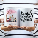 Personalisierte Tasse mit Familie (bis 2 Kinder), Hund und Katze