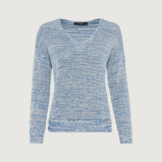 V-Neck-Pullover aus Melange-Bändchengarn