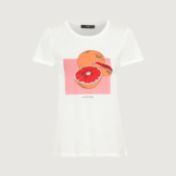 T-Shirt im Baumwoll-Modal-Mix mit Grapefruitprint