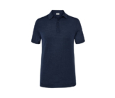 Merino-Poloshirt, navyfarben meliert